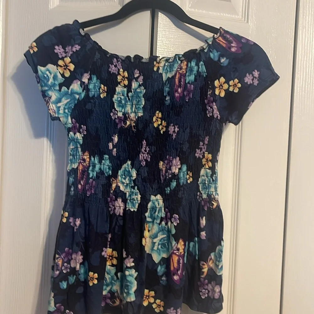 Justice floral cap sleeve shirt kids size 12 NWOT